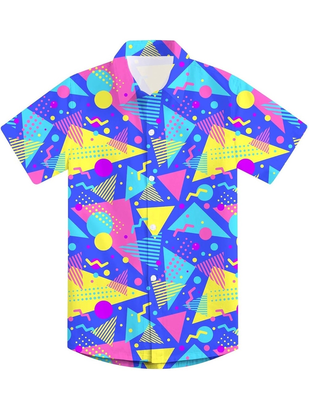 Toddler Boys 80s Retro Funky Vibrant Neon Geometric Short Sleeve Shirt 5-6Y NWOT